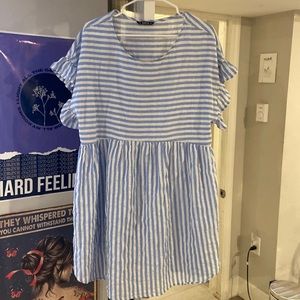 XL blue and white striped dress